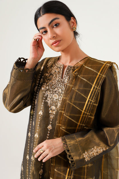 Stitched 3 Piece Cotton Mysuri Embroidered Suit