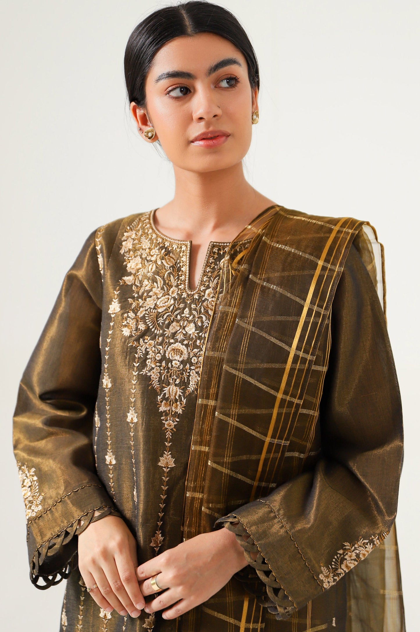 Stitched 3 Piece Cotton Mysuri Embroidered Suit