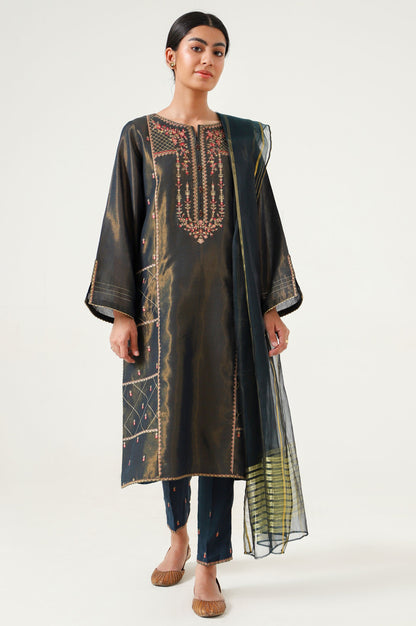 Stitched 3 Piece Cotton Mysuri Embroidered Suit.
