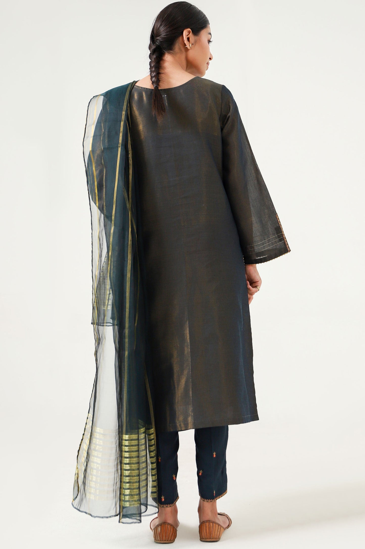 Stitched 3 Piece Cotton Mysuri Embroidered Suit.