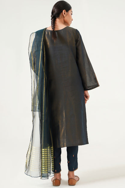 Stitched 3 Piece Cotton Mysuri Embroidered Suit.