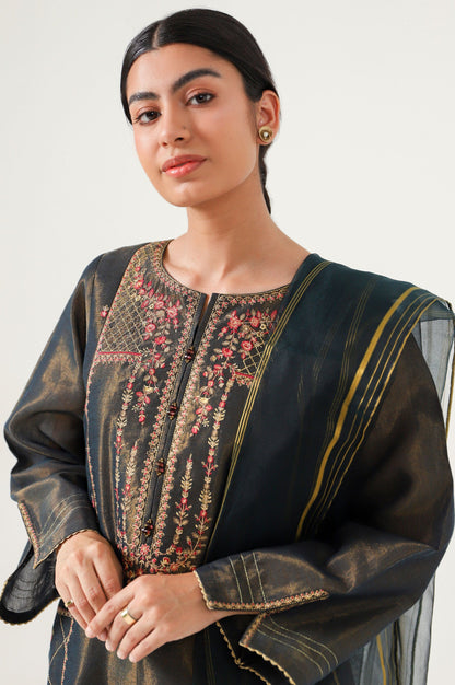 Stitched 3 Piece Cotton Mysuri Embroidered Suit.