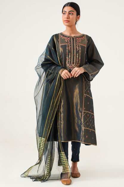 Stitched 3 Piece Cotton Mysuri Embroidered Suit.