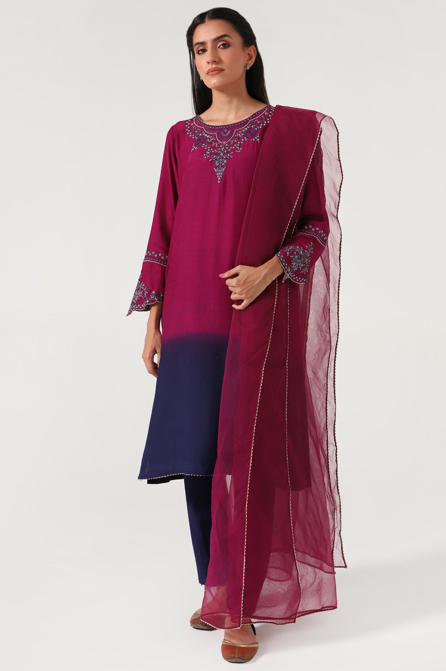 Stitched 3 Piece Raw Silk Embroidered Outfit