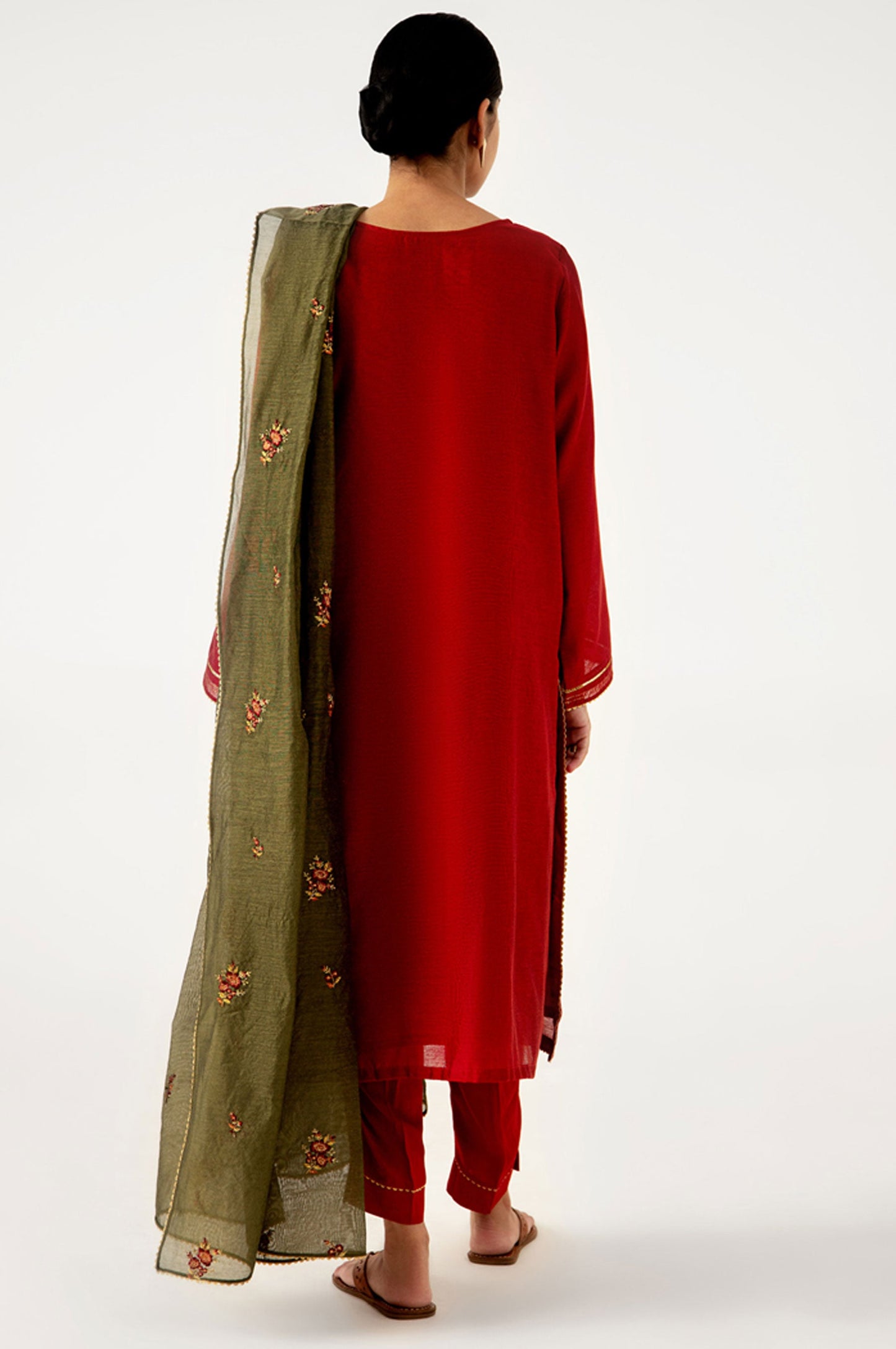 Stitched 3 Piece Cotton Net Embroidered Suit