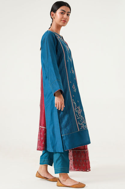 Stitched 3 Piece Cotton Net Embroidered Suit.