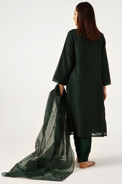 Stitched 3 Piece Organza Embroidered Outfit