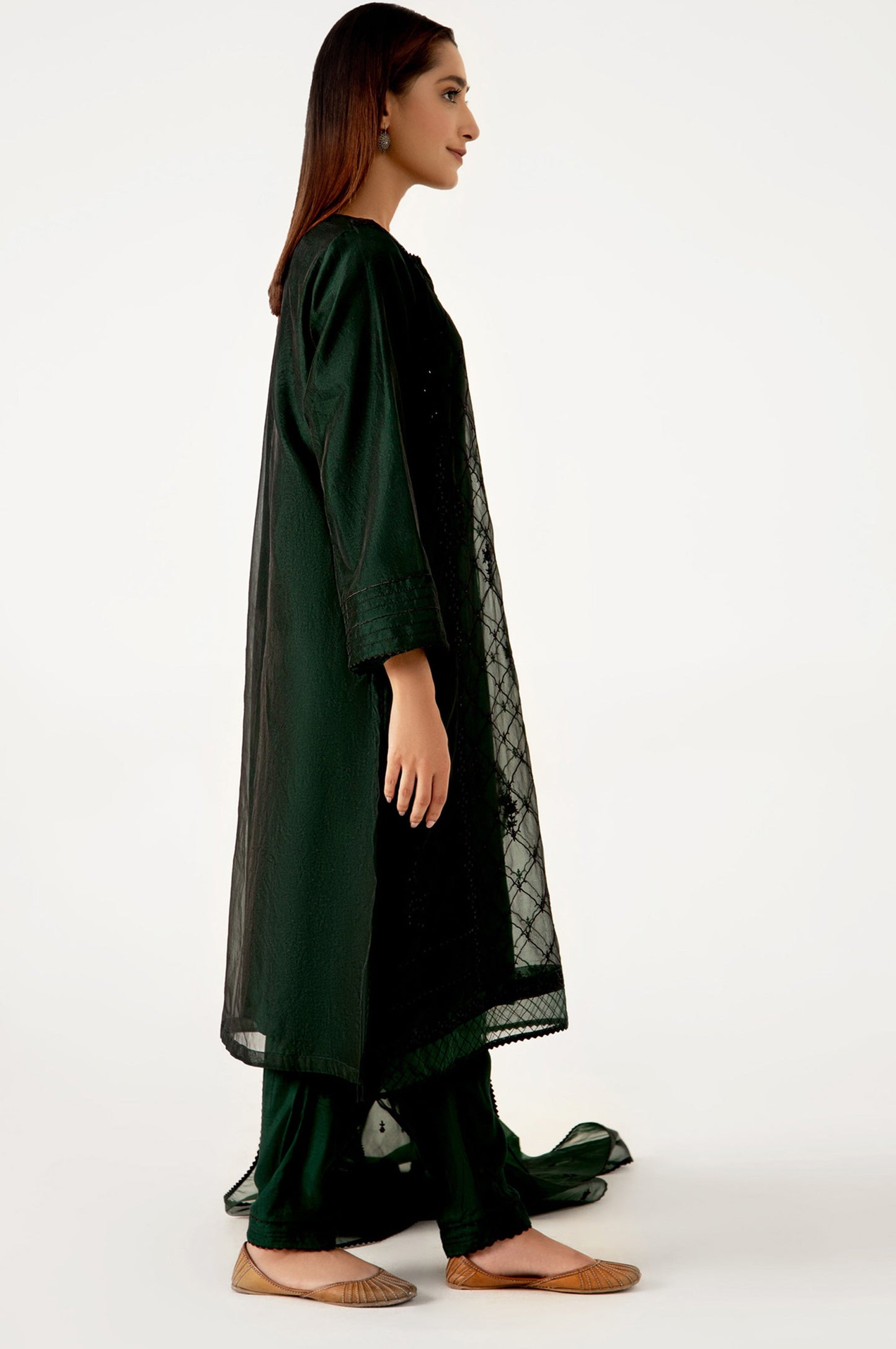 Stitched 3 Piece Organza Embroidered Outfit