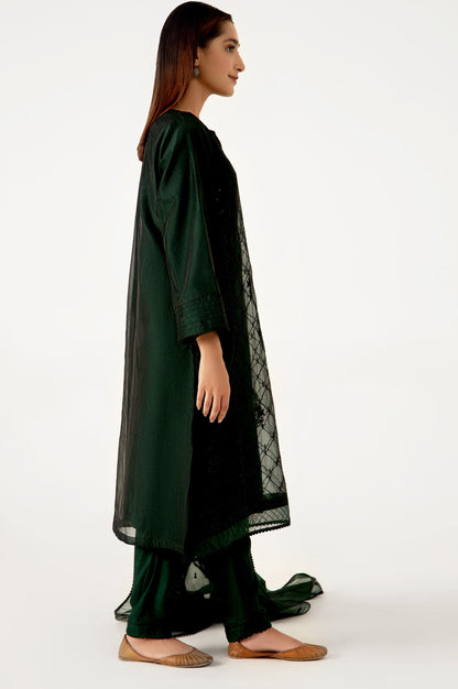 Stitched 3 Piece Organza Embroidered Outfit