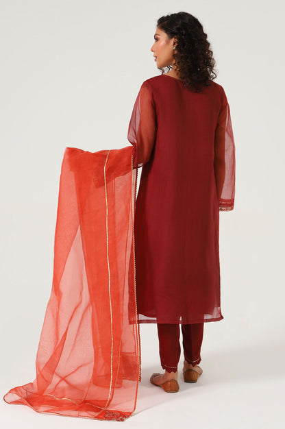 Stitched 3 Piece Textured Organza Embroidered Suit