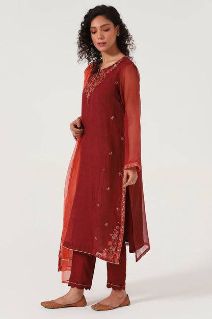 Stitched 3 Piece Textured Organza Embroidered Suit