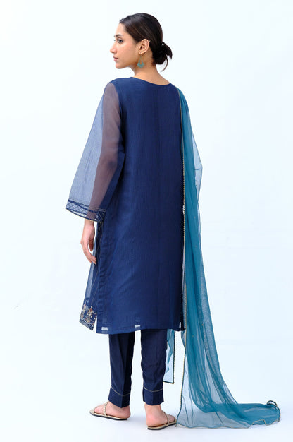 Stitched 3 Piece Embroidered Box Organza Outfit