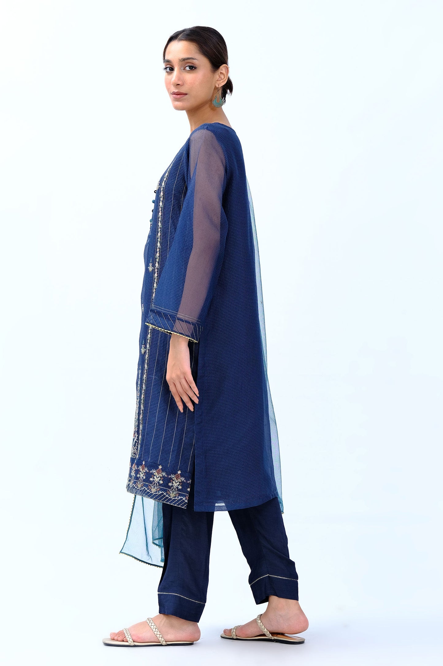 Stitched 3 Piece Embroidered Box Organza Outfit