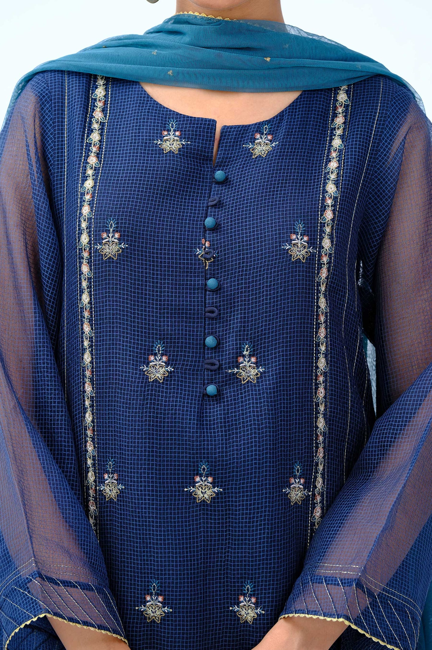 Stitched 3 Piece Embroidered Box Organza Outfit