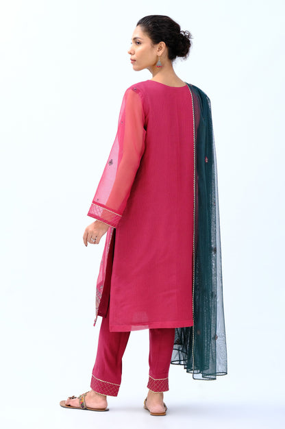 Stitched 3 Piece Embroidered Box Organza Outfit