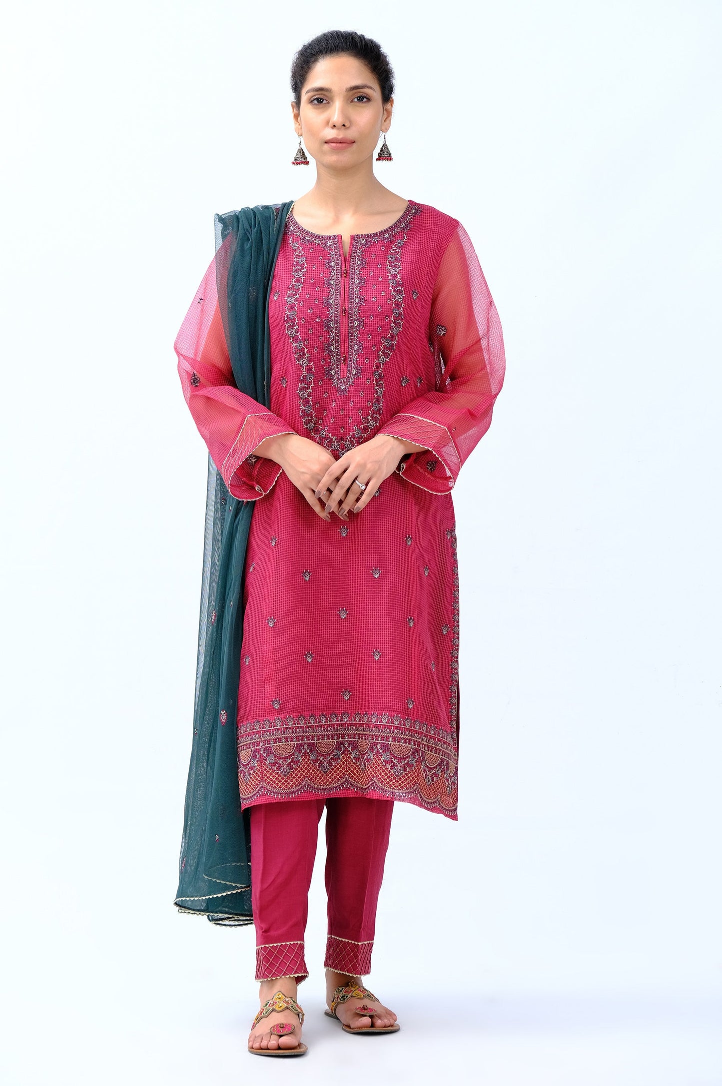 Stitched 3 Piece Embroidered Box Organza Outfit