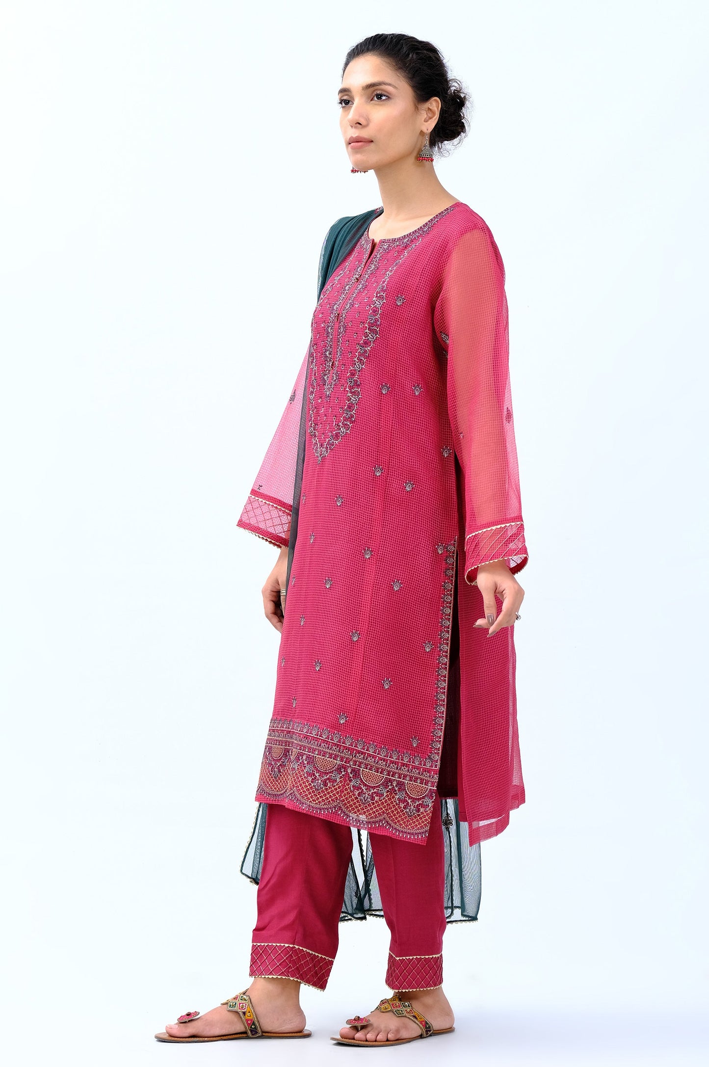 Stitched 3 Piece Embroidered Box Organza Outfit