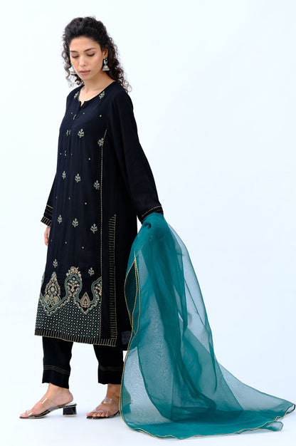 Stitched 3 Piece Rawsilk Embroidered Outfit