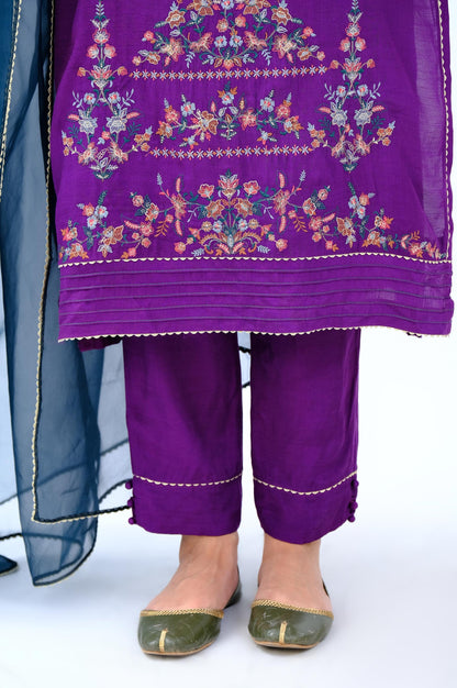 Stitched 3 Piece Rawsilk Embroidered Outfit