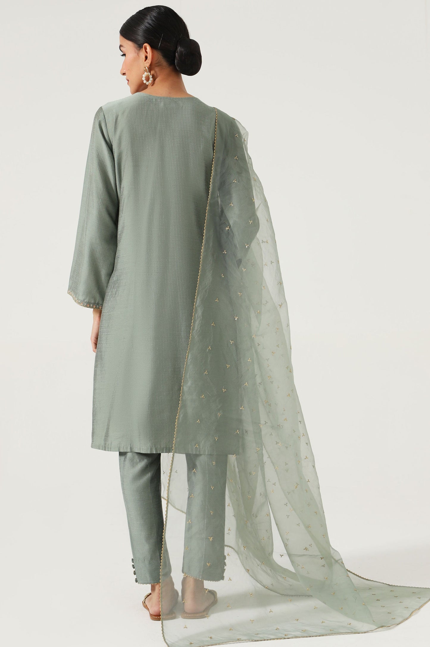 Stitched 3 Piece Cotton Silk Embroidered Suit