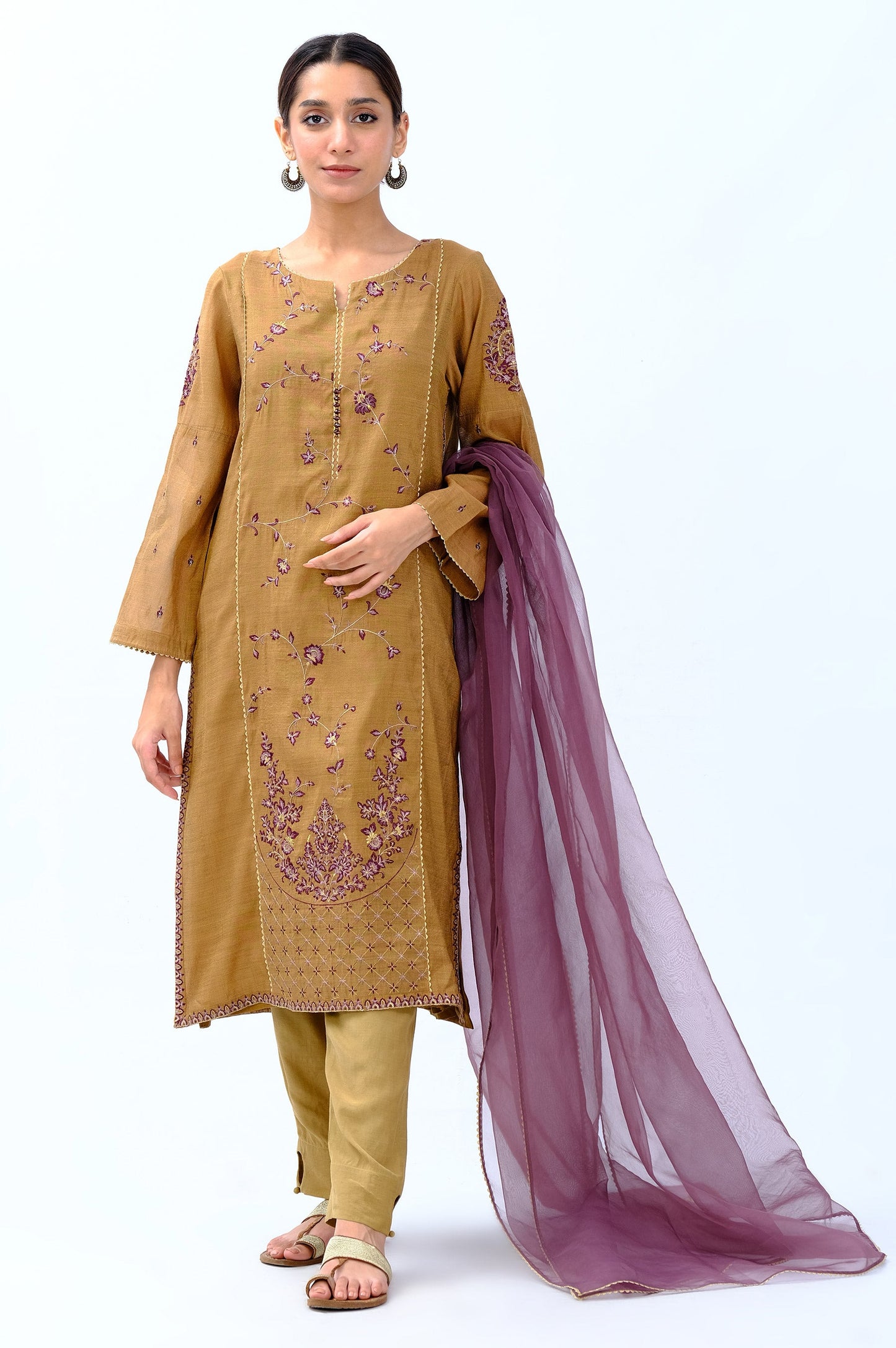 Stitched 3 Piece Staple Mysuri Embroidered Outfit