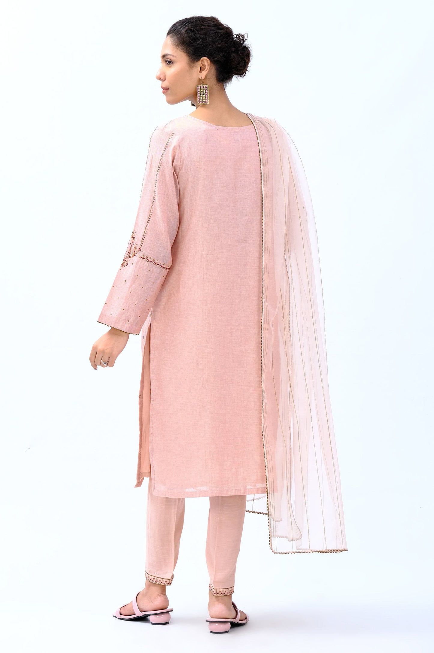 Stitched 3 Piece Cotton Mysruri Embroidered Outift