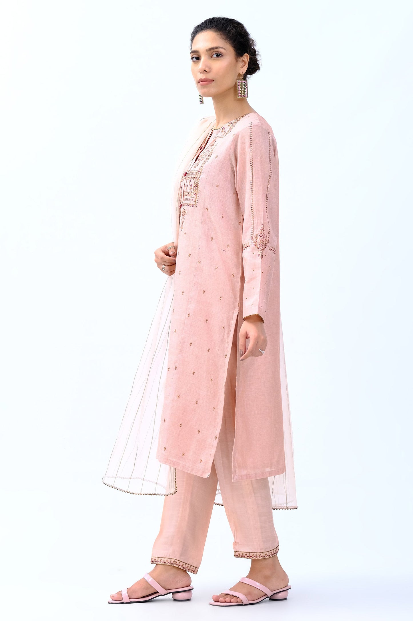 Stitched 3 Piece Cotton Mysruri Embroidered Outift