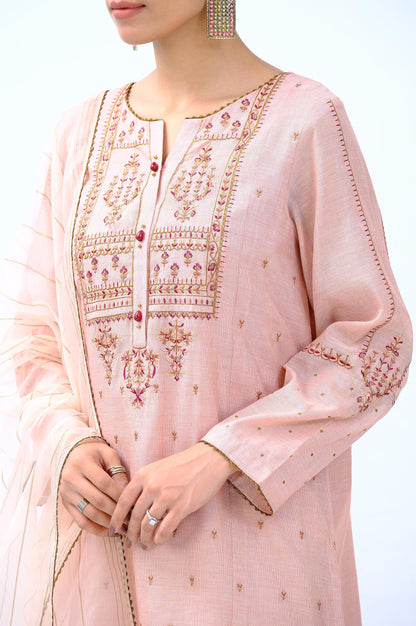 Stitched 3 Piece Cotton Mysruri Embroidered Outift