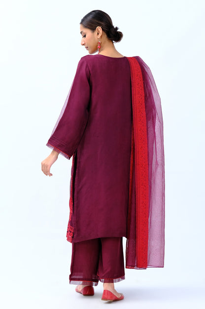 Stitched 3 Piece Organza Embroidered Shirt