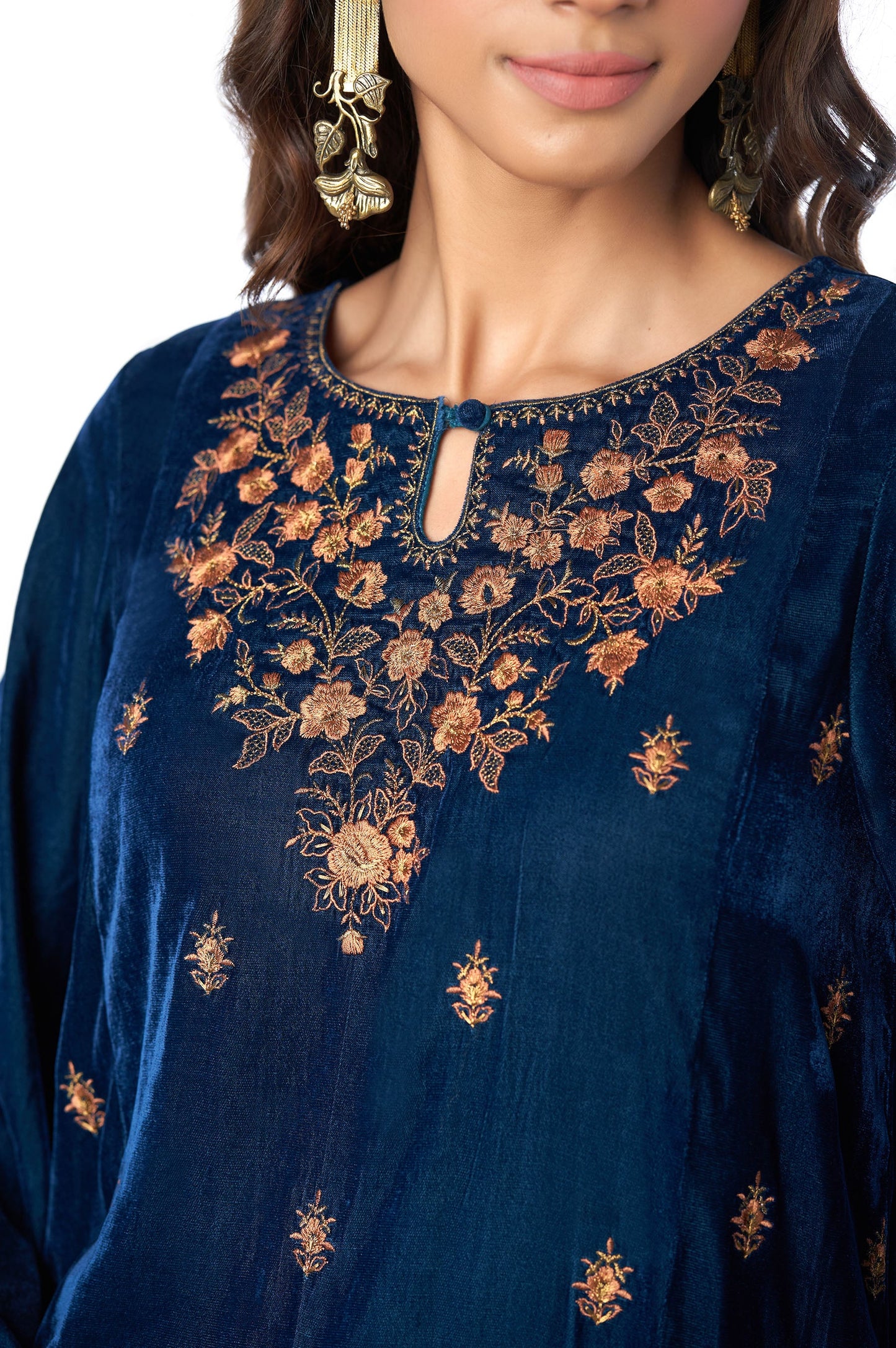 Stitched 3 Piece Velvet Embroidered Suit