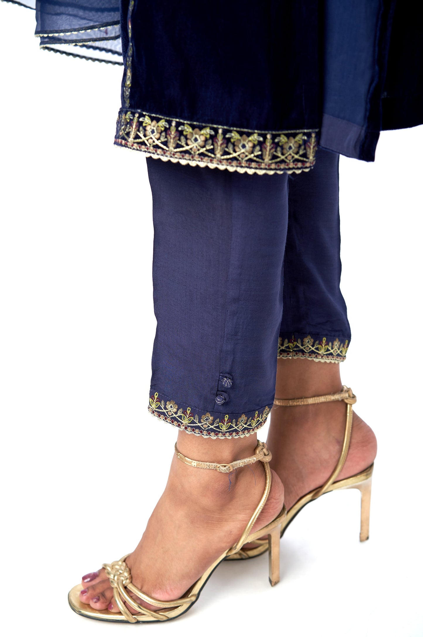 Stitched 3 Piece Velvet Embroidered Suit