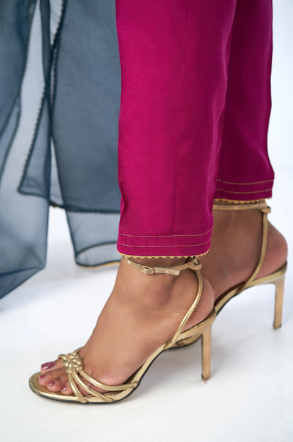 Stitched 3 Piece Velvet Embroidered Suit