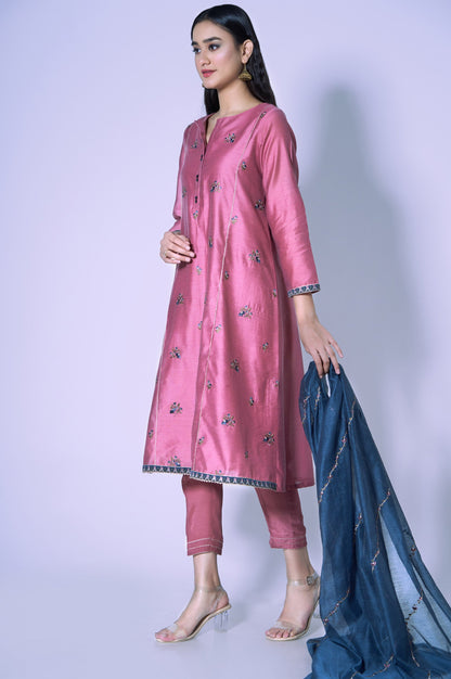 Stitched 3 Piece Cotton Net Light Embroidered Outfit