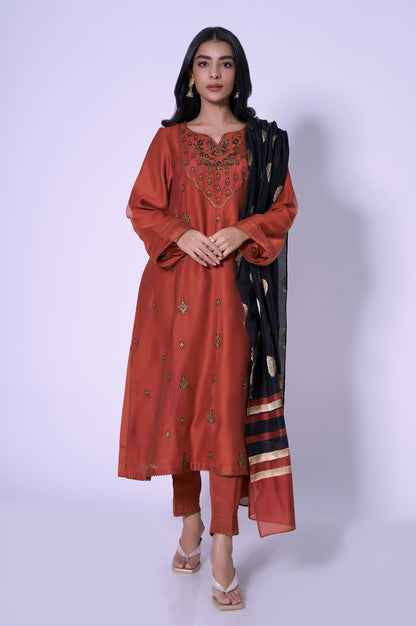 Stitched 3 Piece Embroidered Luxury Outfit