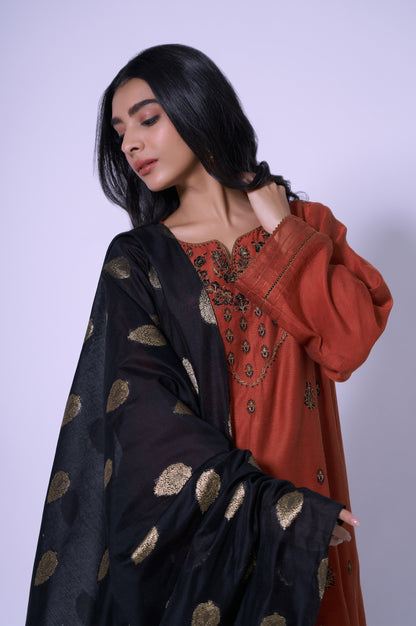 Stitched 3 Piece Embroidered Luxury Outfit