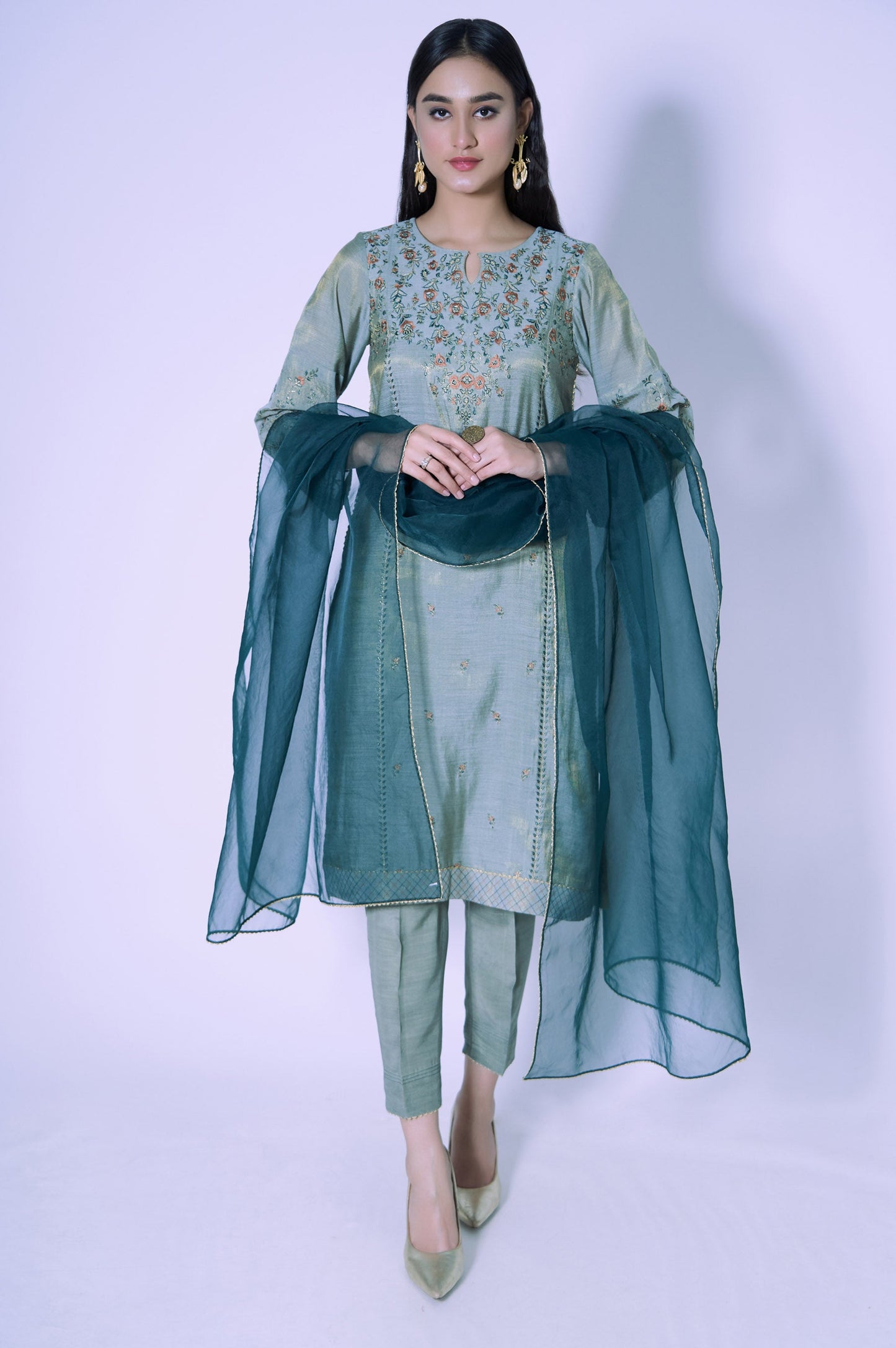 Stitched 3 Piece Staple Mysuri Embroidered Outfit