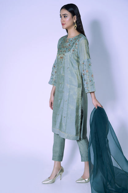 Stitched 3 Piece Staple Mysuri Embroidered Outfit