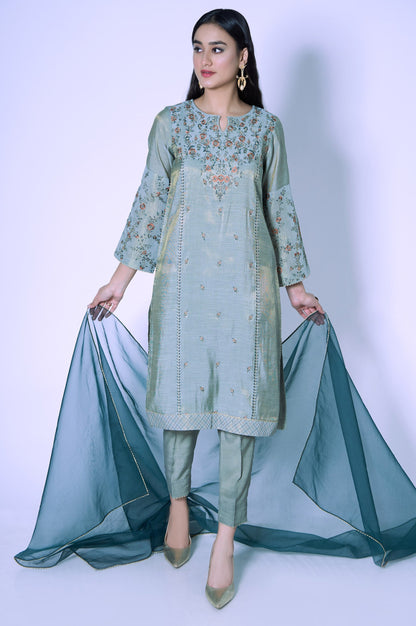 Stitched 3 Piece Staple Mysuri Embroidered Outfit