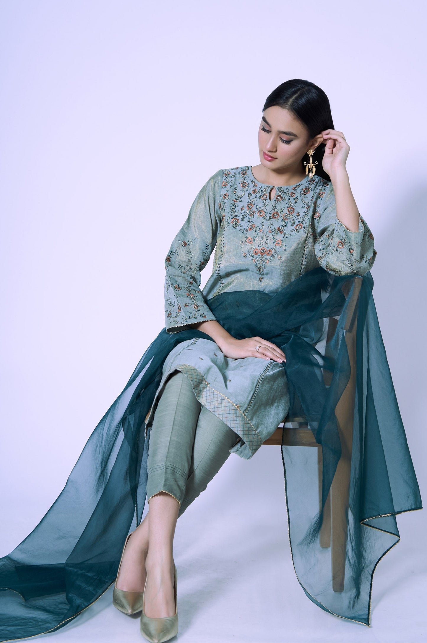 Stitched 3 Piece Staple Mysuri Embroidered Outfit