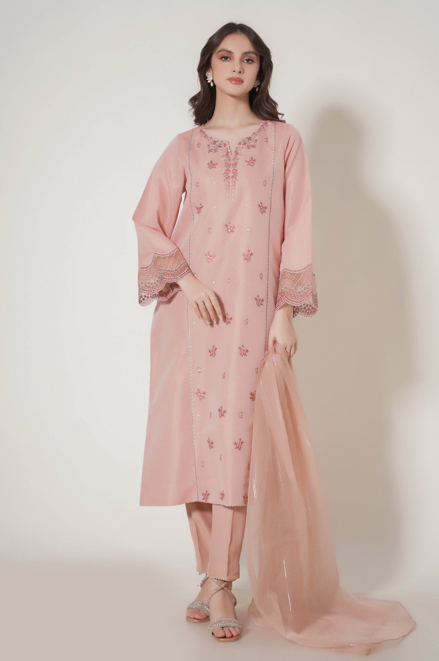 Stitched 3 Piece Embroidered Cotton Mysuri Outfit