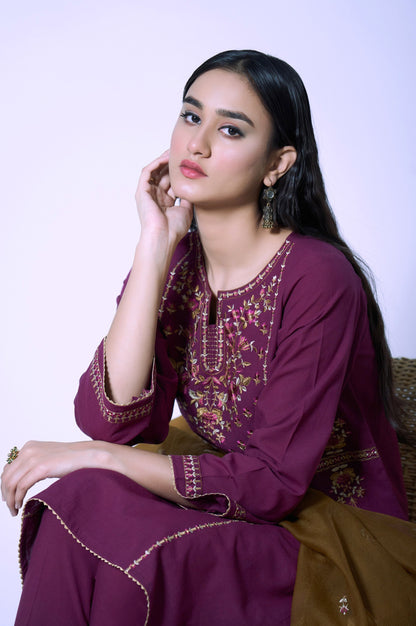 Stitched 3 Piece Cambric Embroidered Suit