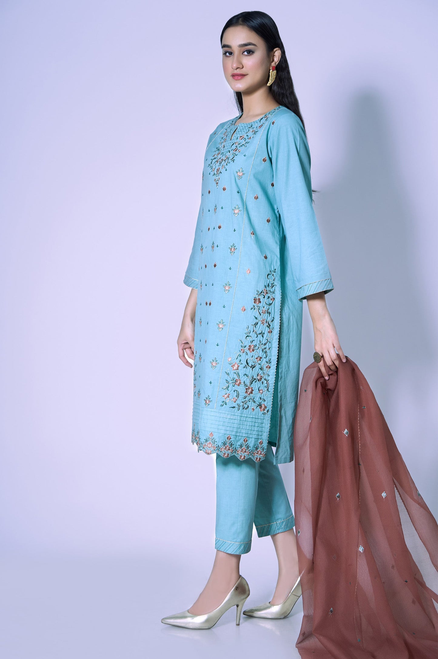 Stitched 3 Piece Cambric Embroidered Outfit