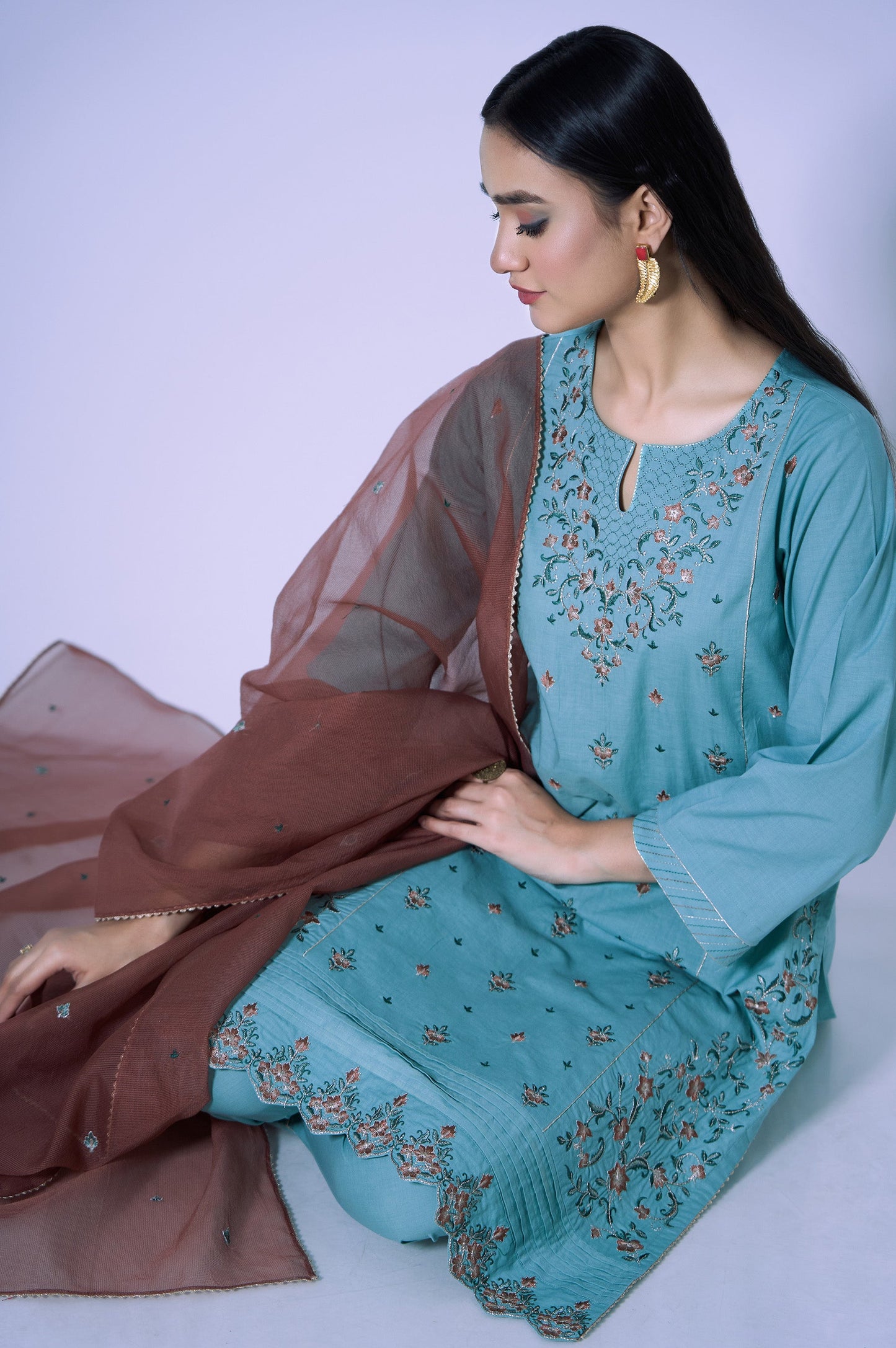 Stitched 3 Piece Cambric Embroidered Outfit