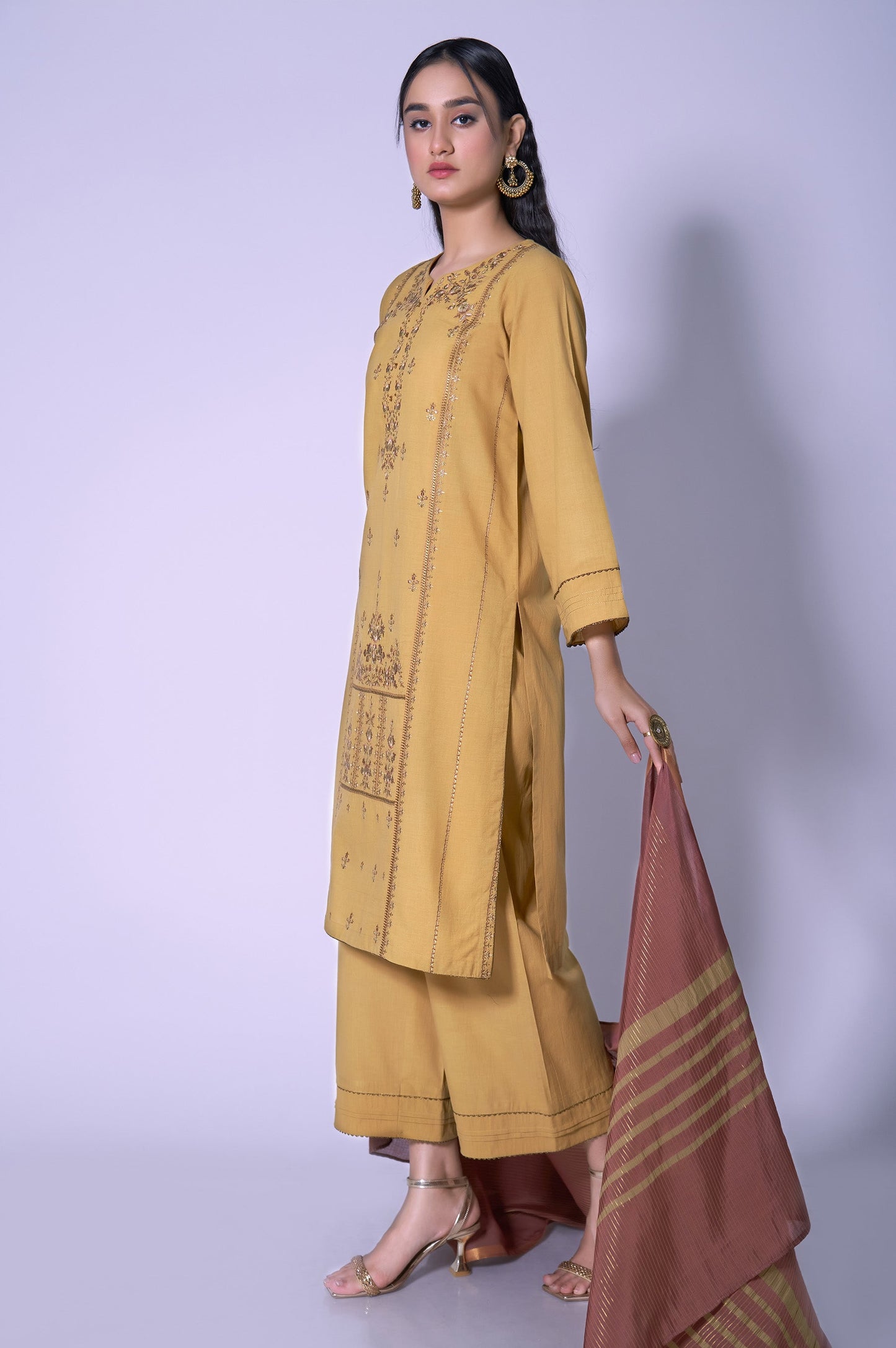 Stitched 3 Piece Cambric Embroidered Outfit