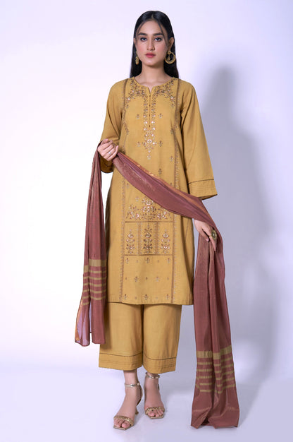 Stitched 3 Piece Cambric Embroidered Outfit