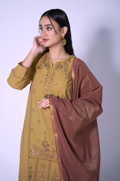 Stitched 3 Piece Cambric Embroidered Outfit