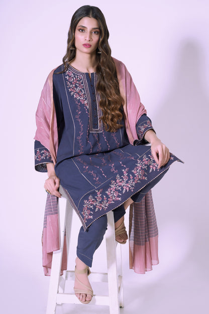 Stitched 3 Piece Cambric Embroidered Outfit