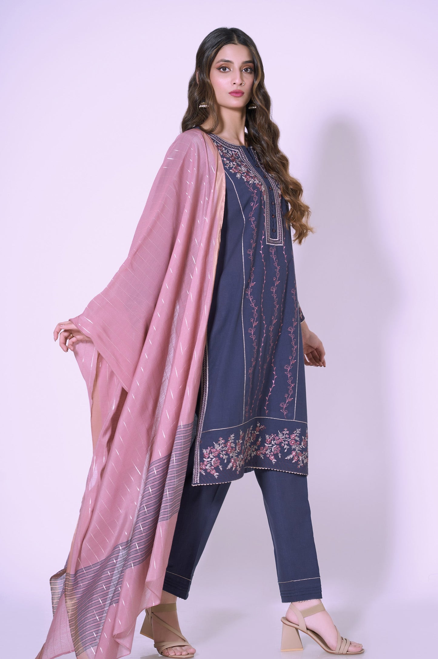 Stitched 3 Piece Cambric Embroidered Outfit