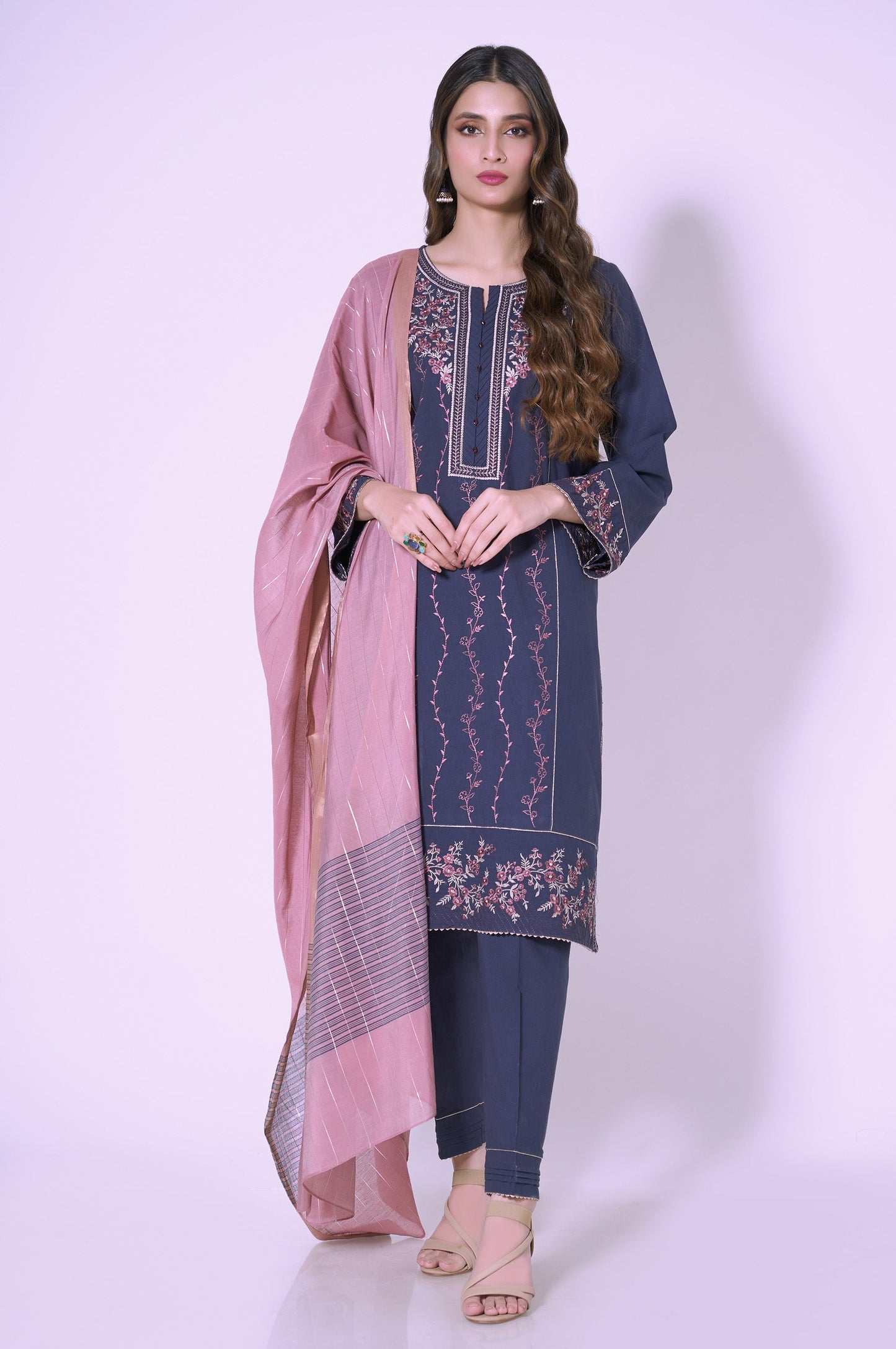 Stitched 3 Piece Cambric Embroidered Outfit