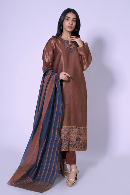 Stitched 3 Piece Mysuri Net Embroidered Outfit